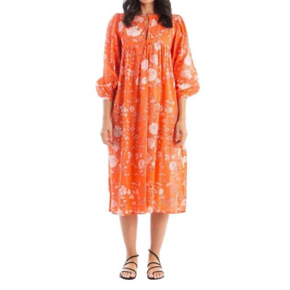 NEW MATTA hamsa garden midi dress in coral
